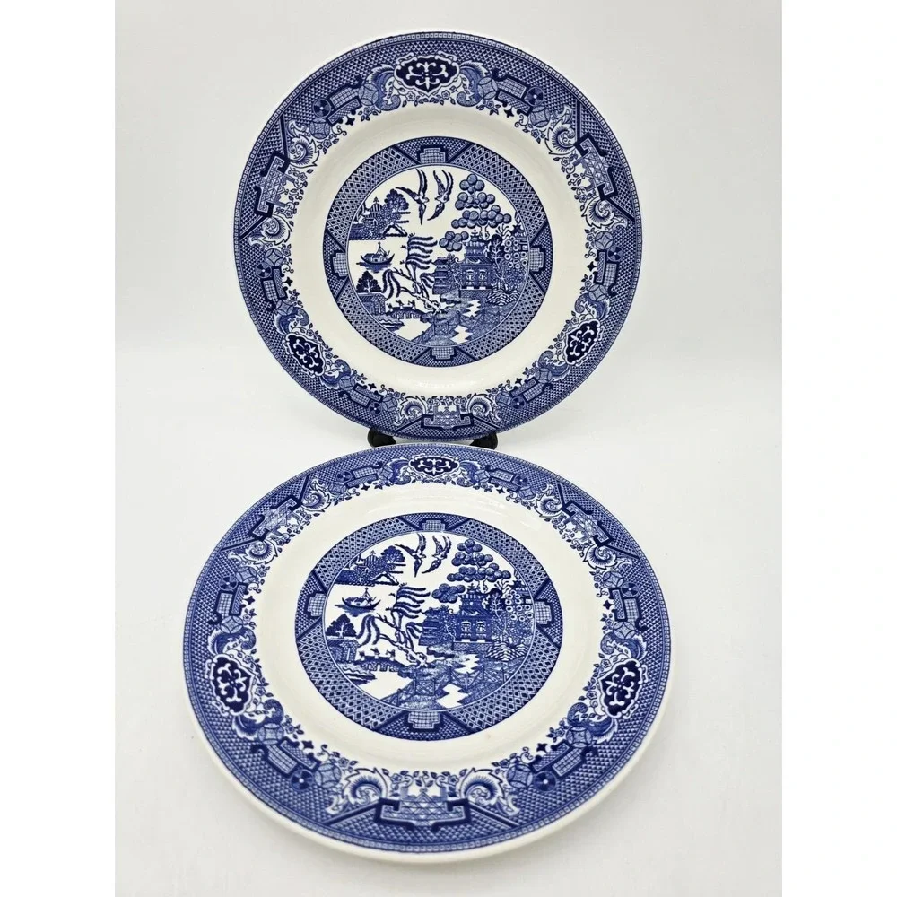 Vintage Blue Willow Dinner Plates Set Of 2  Willow Ware By Royal China 10